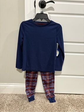 Sleep On It Navy Top with Red & Blue Plaid Pajama Pants